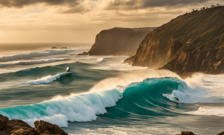 An image showcasing the breathtaking beauty of North America's top surfing spots